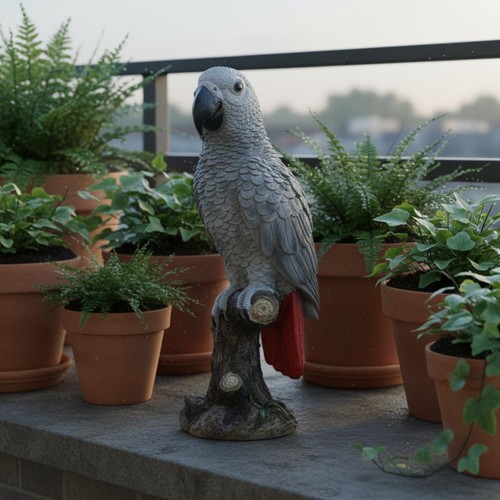 African grey parrot statue - grey,