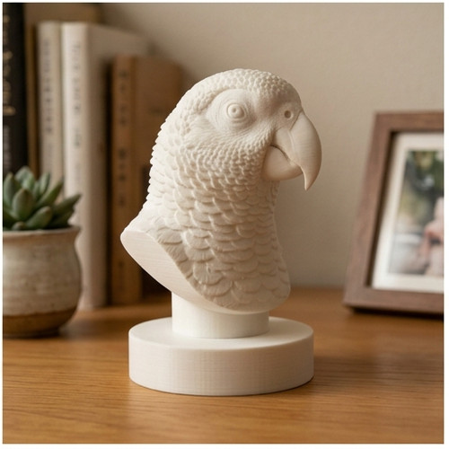 African grey parrot bust - african,