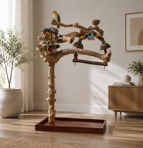 Large java tree parrot stand - java,